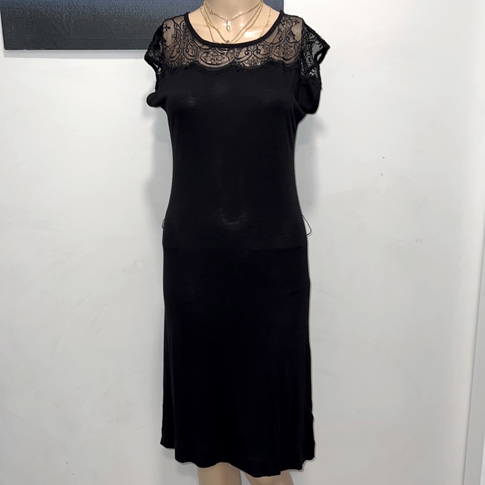 French collection Elegant Lace- top black dress size US4